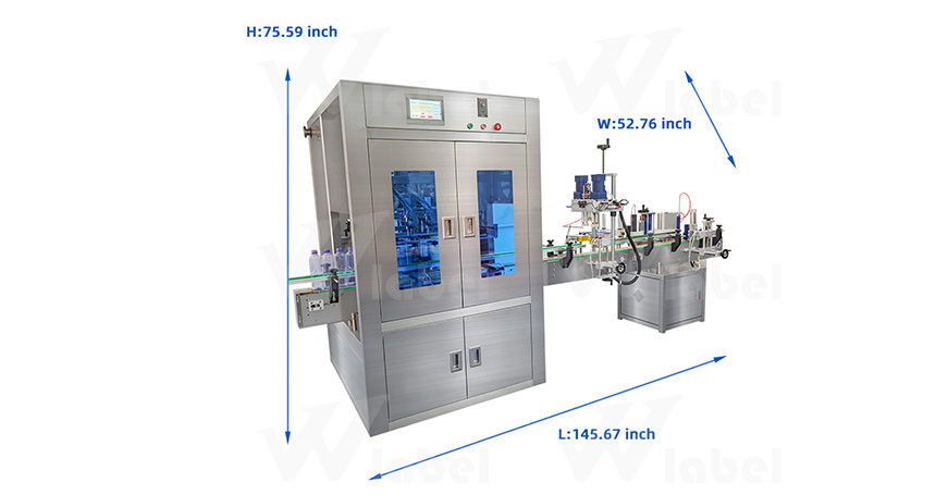 4 Heads Fully Automatic Liquid Filling Capping Heat Shrinking Production Line