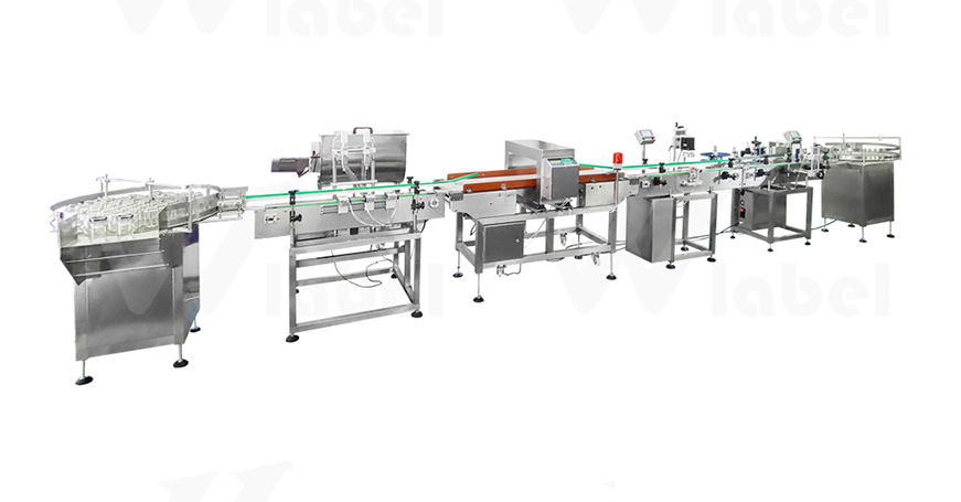 Automatic Small Filling Metal Detector Capping Labeling Line For Food Jar