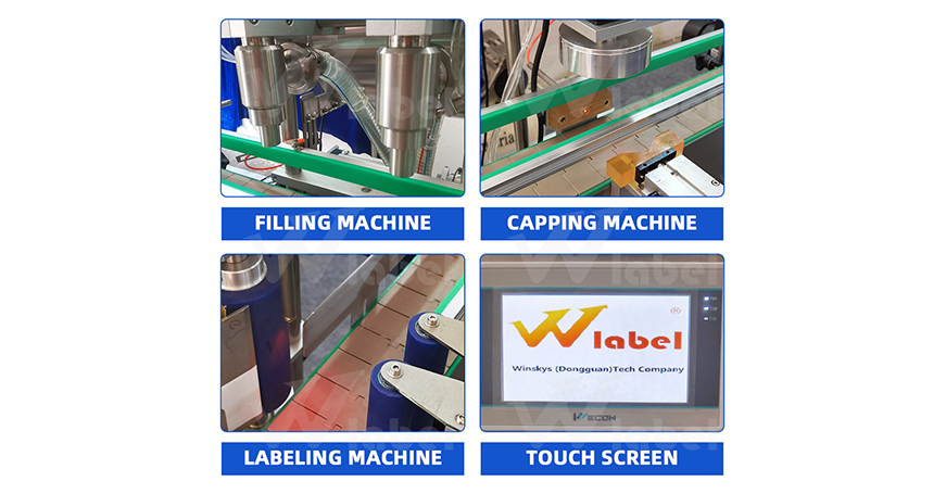 Automatic Small Filling Metal Detector Capping Labeling Line For Food Jar