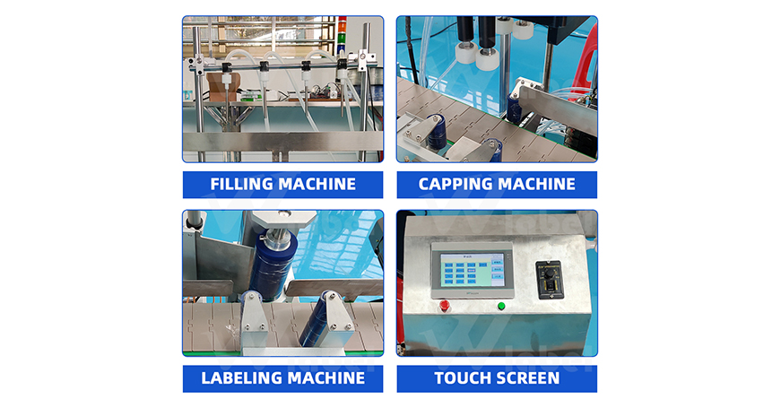 Tabletop Small Self Flowing Liquid Filling Capping Labeling Production Line