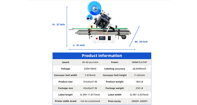 Automatic Mylar Bag Tabletop Pouch Flat Surface Labeling Machine With Printer