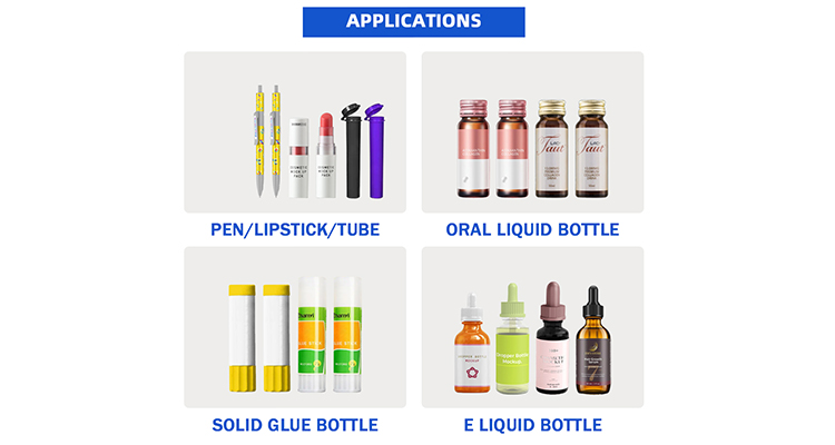 In Stock Automatic Horizontal Labeling Machine For Cannabis Products Small Round Tubes With Caps